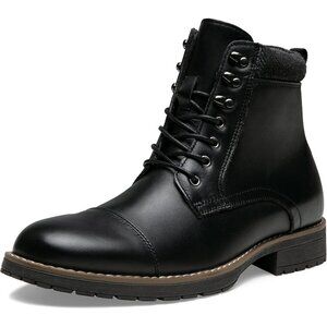 ⚡Men's Genuine Leather Black Lace Up Casual Boots Zipper Fashion Chukka Boot